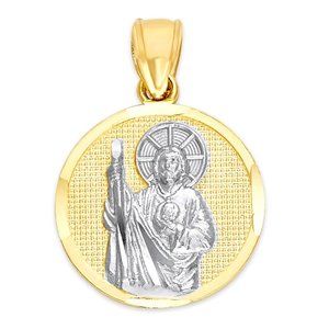 10k Solid Gold St Jude Pendant, Saint Jude Jewelry